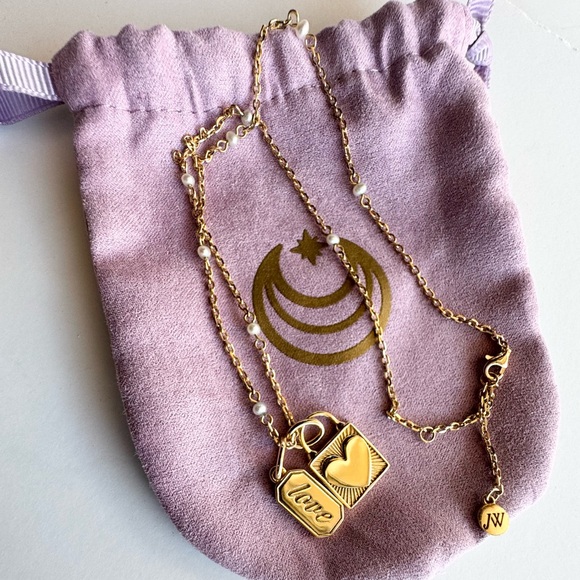 Jane Win Adjustable Pearl Station Necklace with 2 Charms - Picture 1 of 10